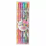 Depesche 12279 Ylvi - Colour Twinnies Buntstifte, 6 Steckbuntstifte mit jeweils 2 Farben und Radierern