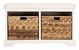 SAFAVIEH Zeitgenössisch Bank aus Holz, Vintage Weiß, 85 x 40 x 50 cm
