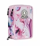 Invicta Federmäppchen, Mäppchen, Mehrfarbig, Federtasche für Schreibwaren, Etui mit Stiften, Kugelschreiber, & mehr, 3 Fächer, Mädchen & Jungen, Schule - Grundschule, XXL, 45-teilig, rosa
