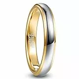 NUNCAD 4mm Wolframcarbid Hochzeit Ring für Paar Unisex Silber-Gold Freundschaft Ring Poliertes Finish Größe 65.0 (20.7)