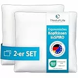 Kopfkissen 80x80 inSPIRO 2er Set, Ergonomisches Schlaf-Kissen von Schlafexperten entwickelt, 80 x 80 cm pillow für Seitenschläfer, Rückenschläfer, Bauchschläfer, Nackenstützkissen für Allergiker