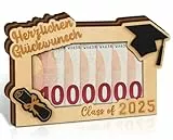 Giftota Abschluss Geschenk Erste Million Geldgeschenk Holz - Geldgeschenk als Bachelor, Abitur 2025, Matura, Class of 2025, Abschluss Gästebuch Geschenk