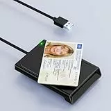 USB Chipkartenleser mit NFC, USB Smart Card Reader Kartenlesegerät DOD Military Kartenleser für den neuen Personalausweis Bankkarten kompatibel mit Windows, Linux, Android,95cm Kabel