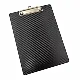 WEDO Klemmbrett A4 Schwarz in Carbonoptik – Schreibplatte aus Polypropylen mit stabiler Metallklemme & Aufhängeöse, Format 31,5 x 22,5 cm, Klemmdicke bis 8 mm