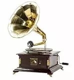 Grammophon mit Trompete Messing HIS MASTER 'S VOICE kontinuierliche quadratisch mit Einsätzen