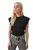 Trendyol Damen Rundhalsausschnitt Unifarben Regular T-Shirt, Schwarz, S EU