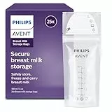Philips Avent Muttermilchbeutel 180ml zum Aufbewahren & Einfrieren von Muttermilch, SCF603/25 , vorsterilisiert, 25 Stück