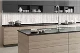 Dimex Küchenrückwand Folie Selbstklebend ALTE WEIßE HOLZWAND 350 x 60 cm | Klebefolie - Dekofolie - Spritzschutz für Küche | Made in EU