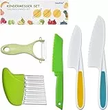 Kindermesser 5-teiliges Kinder Sicherheit Küchenmesser Set zum Schneiden Kochen von Obst oder Gemüse inklusive Kochmesser Obstmesser Schäler Geschenke für Kleinkinder Geburtstag Weinachten