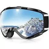 Findway Skibrille, Snowboard Brille für Brillenträger Herren Damen Erwachsene Jugendliche OTG UV-Schutz Kompatibler Helm Anti Fog Skibrillen Sphärisch Verspiegelt