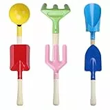Handschaufel-Set Gartenhelfer für Kinder ab 3 Jahre, Gartenset mit Zylinder Schaufel Spaten Löffel Gabel Harke Kinder Gartengeräte Garten Werkzeuge Geräte Sandspielzeug Strand Spielzeug Gartenwerkzeug