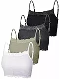 Geyoga 4 Stück Sport Spitze BHS mit Riemen (Schwarz, Dunkelgrau, Armeegrün, Weiß, XL)