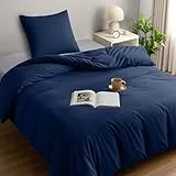 Utopia Bedding Bettwäsche 135x200 Set - Mikrofaser Bettbezug 135x200 cm + 1 Kissenbezug 80x80 cm -Blu Navy