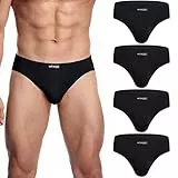 wirarpa Herren Slips Microfaser Männer Unterhosen 4er Pack Herrenslips Stretcken Unterwäsche Schwarz Größe L
