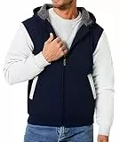 geeksport Hoodie Herren mit Reißverschluss kaputzensweatjacke Winterjacke Casual Gefütterte Hoodie Männer Marineblau und Hellgrau XL