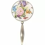 Angoily Kleiner Runder Handspiegel Mit Griff Tragbarer Kosmetikspiegel Für Make-up Metallspiegel Im Vintage-Stil Für Frauen Und Mädchen