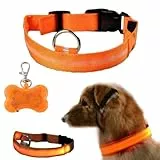 KARLOR Leuchtendes Hundehalsband mit LED-Knochenförmigen Lichtbefestigungen, LED-Hundehalsband, blinkendes Hundehalsband, reflektierend, starkes Halsband, blinkendes Hundehalsband, verstellbare