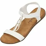 Palado Sandalen Damen Uleto - bequeme Sandaletten - modische Sommerschuhe - elegante Pantoletten mit verstellbarem Riemen Weiß UK7 - EU40