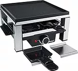 Steba RC 104 Raclette mit Stufenlosem Temperaturregler, Antihaftbeschichteter Grillplatte aus Alu-Druckguss, Grillfläche 25 x 25 cm, 4 Pfännchen, Temperaturkontrolleuchte