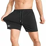 BROKIG Herren Sport Shorts Schnell Trocknend Kurze Hose Sporthose Trainingsshorts für Laufsport(Schwarz,M)