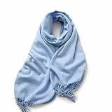 KARMA.DIEM Schal Damen Herren XXL 180x65 cm Cashmere Merino Touch weich leicht groß Stola Halstuch Schultertuch Wrap Pashmina Oversize Unisex - hellblau