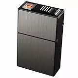 2 in 1 Aluminium Zigarettenetui mit Feuerzeug Elektronisch, für 20 Stück normale Zigaretten, Elegante Entwurf Aluminium Zigarettenbox mit Elektronisches Feuerzeug Aufladbar