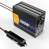 Starkbaer 300W/600W Wechselrichter Reiner Sinus 12V auf 230V Spannungswandler, Pure sine Auto Inverter, 4X USB & 1xAC Steckdosen Stromwandler. Kfz-Zigarettenanzünder-Stecker, Alu-Legierung.