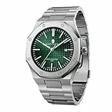 SAPPHERO Uhren Herren Quarzwerk Silber Edelstahl Armband 100M Wasserdicht Datum Kalender Schwarz Blau Herrenuhren Armbanduhr Geschenke für Männer, ETSO2110-6