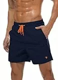 donhobo Badeshorts für Herren Schnelltrocknend Schwimmhose Badehose Jungen Beachshorts Boardshorts Strand Shorts Freizeit Sport Kurz Hose (Marineblau, L)