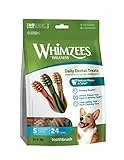 WHIMZEES Zahnbürste, Kaustangen für kleine Hunde, Hundesnack zur Zahnpflege, Größe S, 24 Stück, ohne Zuckerzusatz, getreidefrei, natürlich, fettarm