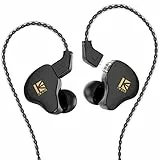 Yinyoo KBEAR KS1 In-Ear-Kopfhörer, Kabelgebunden, In-Ear-Monitore, Doppelte Magnetische Schaltung Dynamisch, Satter Bass, HiFi-Ohrhörer Geräuschunterdrückung, Abnehmbares Kabel (Schwarz, No mic)