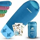 NORDMUT® Schlafsack Kinder mitwachsend für zuverlässigen Kälteschutz – Kinderschlafsack aus schadstofffreien Materialien – 3-Jahreszeiten Kinderschlafsack (200 GSM) für Outdoor Abenteuer (Marine)