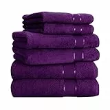 Mixibaby Handtuch 6er Set 2X Duschtuch 2X Handtuch 2X Gästetuch 100% Baumwolle Frottee, Farbe:Violett