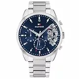 Tommy Hilfiger Multi Zifferblatt Quarz Uhr für Herren mit Silbernes Edelstahlarmband - 1710448