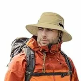 Comhats Wasserdichter Bucket Hat für kleine Köpfe, Outdoor-Hut zum Wandern, Golfen, Safari, Angeln, Wandern - Regenhüte - UPF 50+ Sonnenhut verstellbar, faltbar, Winddicht Khaki M