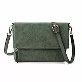 Gladdon Umhängetasche Damen Klein Handtasche,Crossbody Tasche Schultertasche Elegant Clutch Messenger PU-Leder Taschen Für Täglich Arbeit Einkaufen(Dunkelgrün)