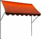 Angerer Klemmmarkise Exklusiv mit Handkurbel, Terrasse/Balkon, einfache Montage ohne Bohren, Made in Germany, hochwertiger Stoff, UV-beständig, höhenverstellbar, wasserabweisend, 250 cm Orange-Braun