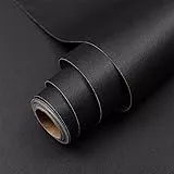 Hode Klebefolie Selbstklebende Möbelfolie Modern Folie zum Bekleben für Wände Tür Schränke Schreibtisch Wasserdicht Schwarz 60x10m Tapeten