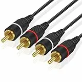 TNP 2RCA-Stereo-Audiokabel Doppel-Cinch-Stecker M/M 2-Kanal (rechts und Links) Vergoldete, doppelt abgeschirmte Cinch-zu-Cinch-Stecker, Schwarz, 4,5 m