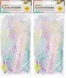 folia 53219 - Federn Pastell, Flauschfedern, 10 g, farbig Sortiert in zarten Pastellfarben - ideal für kreative Bastelarbeiten, Masken, Kostüme (Packung mit 2)