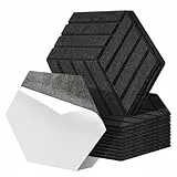Fiqops 12er Hexagon Akustikpaneele Selbstklebend Akustikplatten Schwarz Hohe Dichte Schallabsorber Platzsparend für Wanddekoration und Schallschutz,Studio und Home Deko (30x26x0.9cm)
