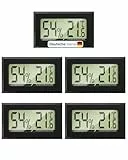 MAVORI® 5 x Thermo Hygrometer mini digital - 2 in 1 Temperatur und Luftfeuchtigkeitsmesser - Mini Thermometer und Hydrometer Feuchtigkeit digital - präzise Messwerte - inkl. Batterien