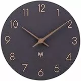 ACCSHINE MDF Holz Funkuhr Wanduhr Ohne TickgeräUsche Lautlos 30cm Quarz Batterie Groß Wanduhren Einfach zu Lesen für Zimmer Zuhause KüChe Schlafzimmer Büro Schule (Schwarz)