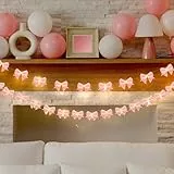 Mudder 2 m lange rosa Schleife Girlande Banner rosa Schleife Lichterkette für Kokette Geburtstag Junggesellinnenabschied Dekorationen Sie bindet den Knoten Party Banner Dekor für Braut Baby Brautparty