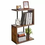 Aibiju Beistelltisch, S schmaler Beistelltisch, Mid-Century Modern Nachttisch mit offenem Ablagefach, Sofatisch für kleine Räume, Wohnzimmer, Schlafzimmer, Rustikales Braun YD-ST003H