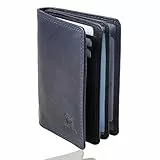 MATADOR Kartentasche für Kreditkarten Leder #Porto mit edler Geschenk Box, Elegante Kreditkartenhülle RFID Schutz, Luxus Autopapiere Hülle Viele Kartenfächer in Blau Navy