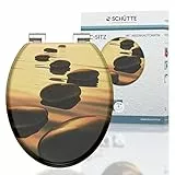 SCHÜTTE WC-Sitz Holzkern SEA STONE, Toilettensitz mit Absenkautomatik, passend für viele handelsübliche WC-Becken, maximale Belastung der Klobrille 150 kg, Motiv auf Brille und Deckel 80127