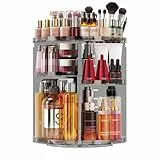 Auxmir Make Up Organizer mit 9 Einstellbaren Stufen, 360° Drehbar Schminktisch Kosmetik Organizer, Extra Größer Verbessert Schmink Organizer Skincare für Dresser Schlafzimmer Badezimmer, Grau
