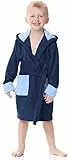 Ladeheid Kinder Frottee Bademantel aus 100% Baumwolle LA40-103 (Marineblau/Blau (D12/M9), 134-140)