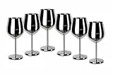 ECHTWERK bruchsichere Weingläser aus Edelstahl, Weinglas-Set, Rotweinglas, Campinggläser, Cocktailgläser, robust, unzerbrechlich, Silber Edition, 6tlg, 21x 7,3cm, 0,5L